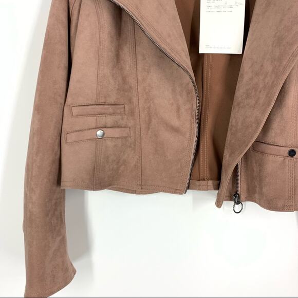 Current/Elliott The Crop Infantry Jacket Pink Faux Suede Size 2 NWT - Picture 6 of 8